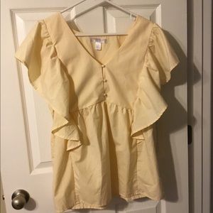 Motherhood Maternity yellow flutter sleeve shirt